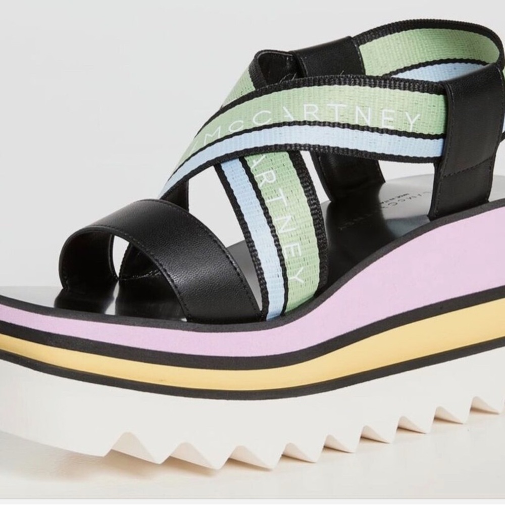Stella McCartney Black and Green Platform Sandals